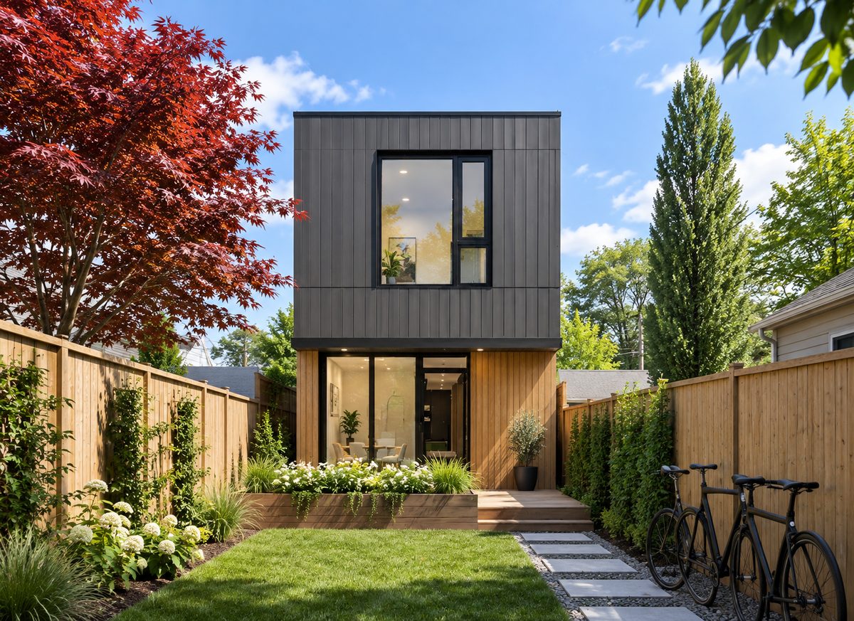 ARVO two-storey laneway suite with integrated garage in a Toronto laneway